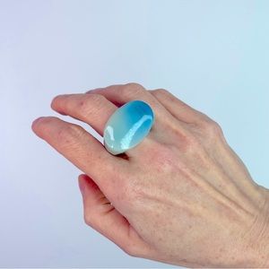 Blue Lace Agate Statement Ring by Chloe Laclau